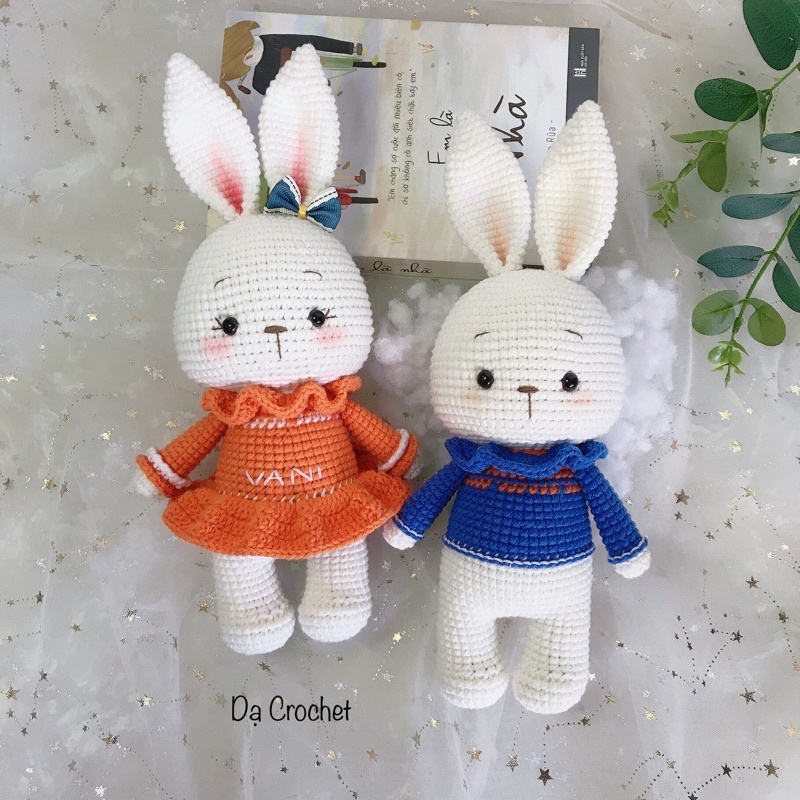 Con Thỏ Nhồi Bông Bằng Len Cho Bé - Thú Bông Len Handmade Đan Móc Thủ Công Bằng Tay