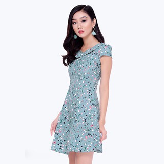 Đầm Xòe Thời Trang Eden Cổ Phối Nút - D262
