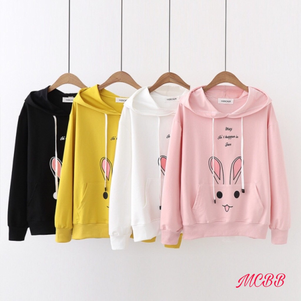 Áo thun hodie tay dài cho bé gái và mẹ chất thun cotton xinh mát có 4 màu như hình