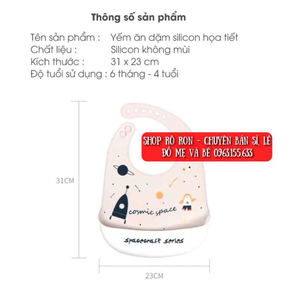 Yếm máng ăn dặm silicon - Yếm máng silicon họa tiết cho bé - Shoproron