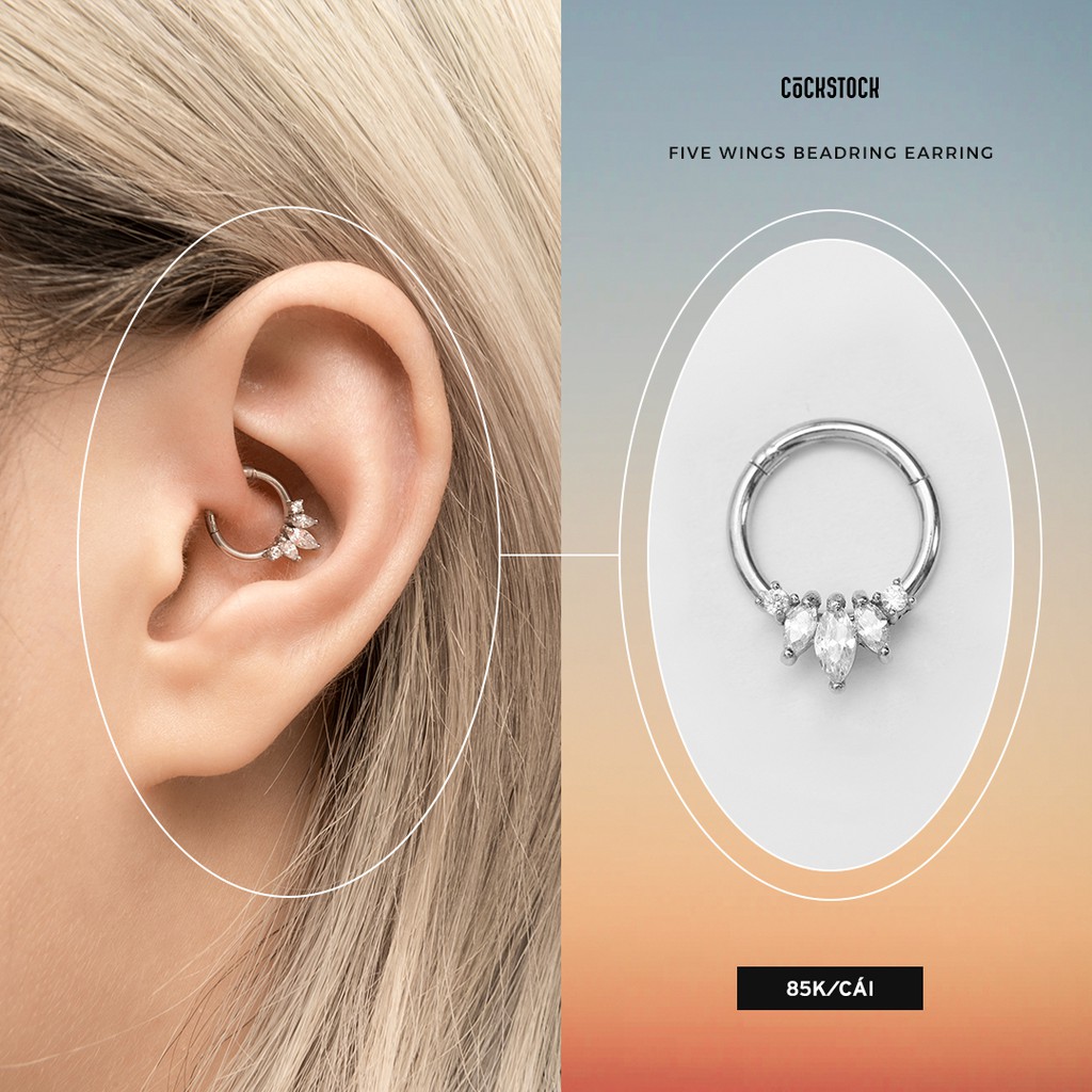 Khuyên vòng đá Five wings