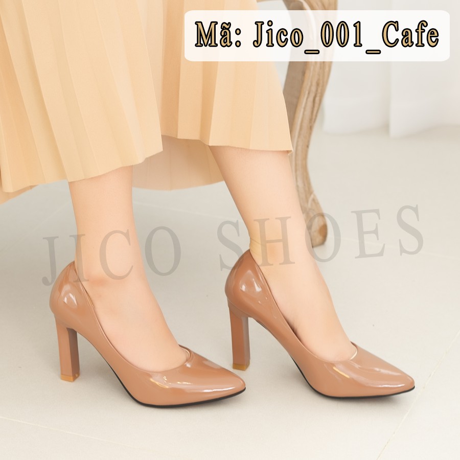 GIÀY CAO GÓT BÍT MŨI DA BÓNG TRƠN CAO 8 PHÂN - JICO SHOES - [ LC329 ]