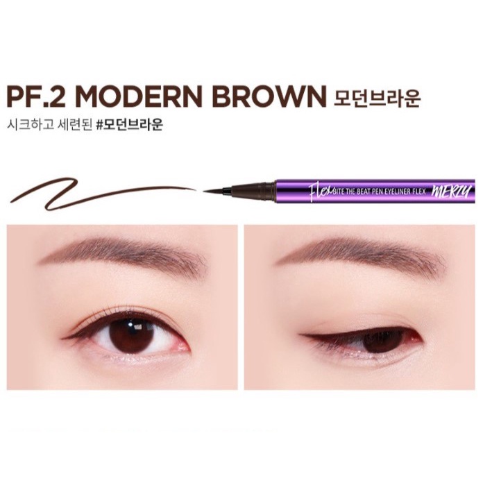 Bút kẻ mắt nước lâu trôi, không lem Merzy Bite The Beat Pen Eyeliner Flex 0.6g
