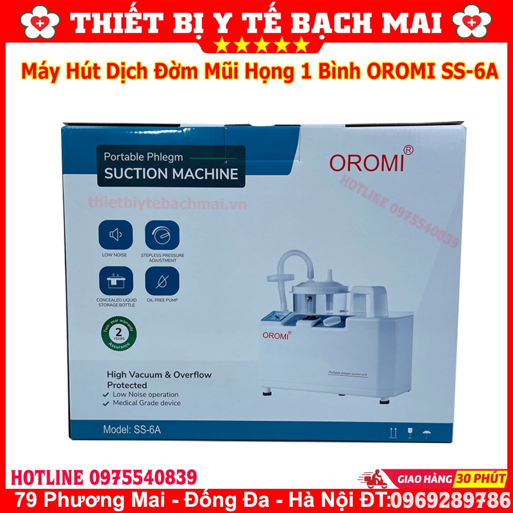 Máy Hút Dịch 1 Bình OROMI SS-6A Hút Dịch Mũi Đờm Họng Người Lớn, Trẻ Em Có Điều Chỉnh Áp Lực Hút