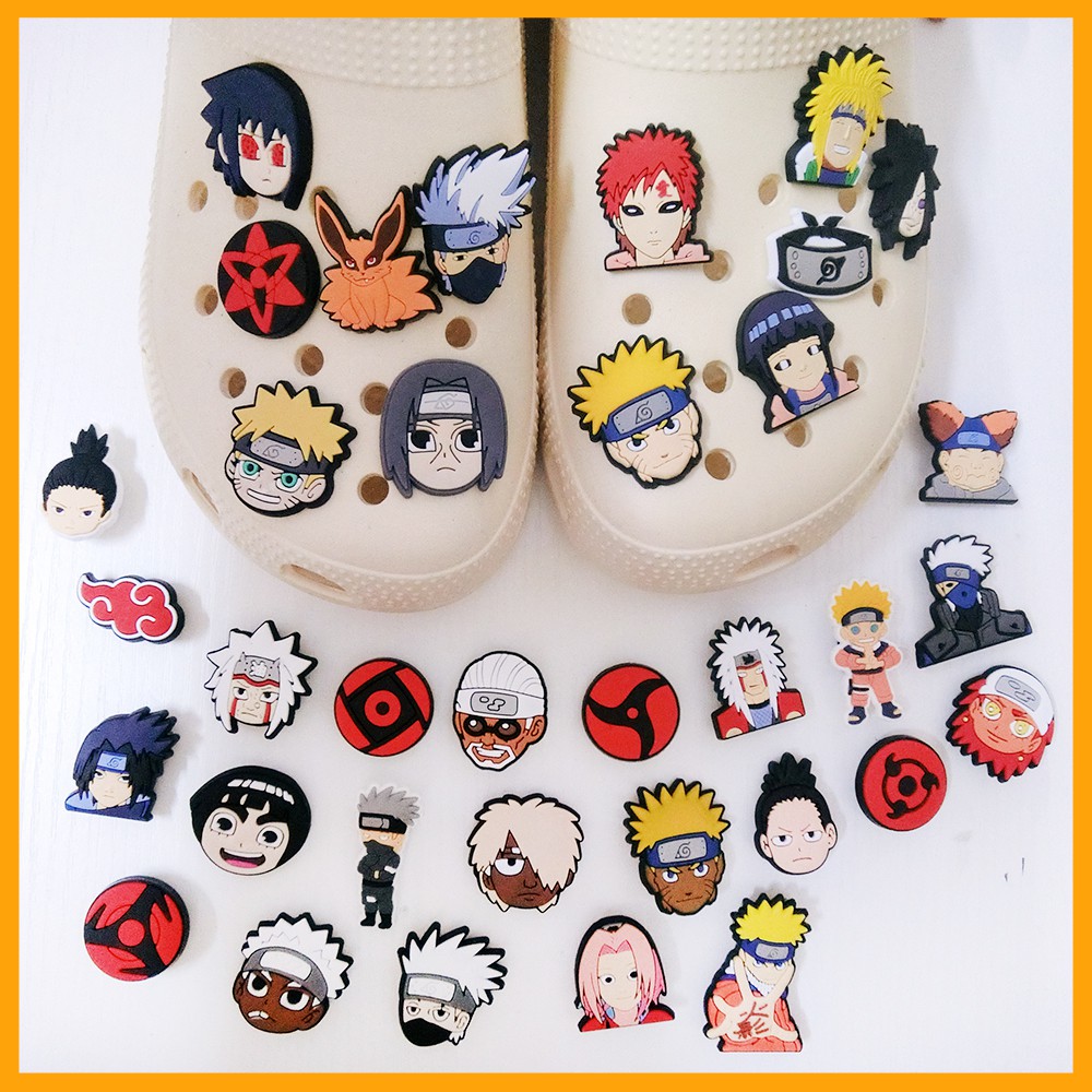 Ghim cài trang trí giày đục lỗ bằng PVC cotton hình anime Naruto ngẫu nhiên đáng yêu