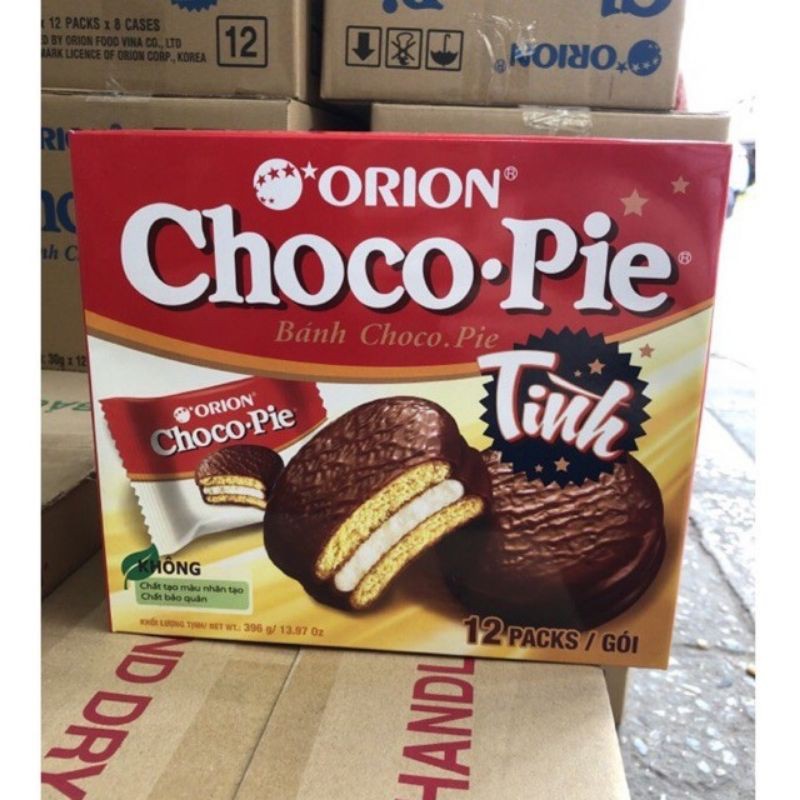 Chocopie Orion hộp 12 cái chính hãng Freeship bánh bông lan phủ sô cô la chocolate choco pie Tình vị truyền thống sale