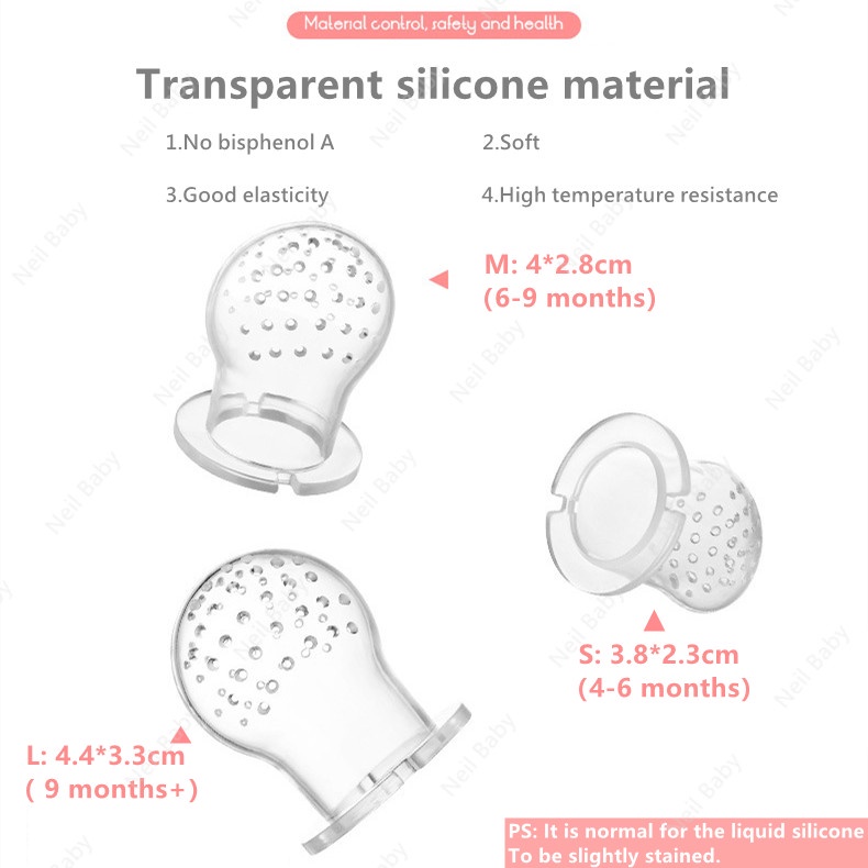 Bộ Núm Ti Giả Bằng Silicone Hình Trái Cây Có Chuông Cho Bé