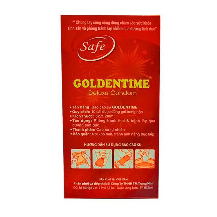 Bao cao su Goldentime Hộp 10 bcs