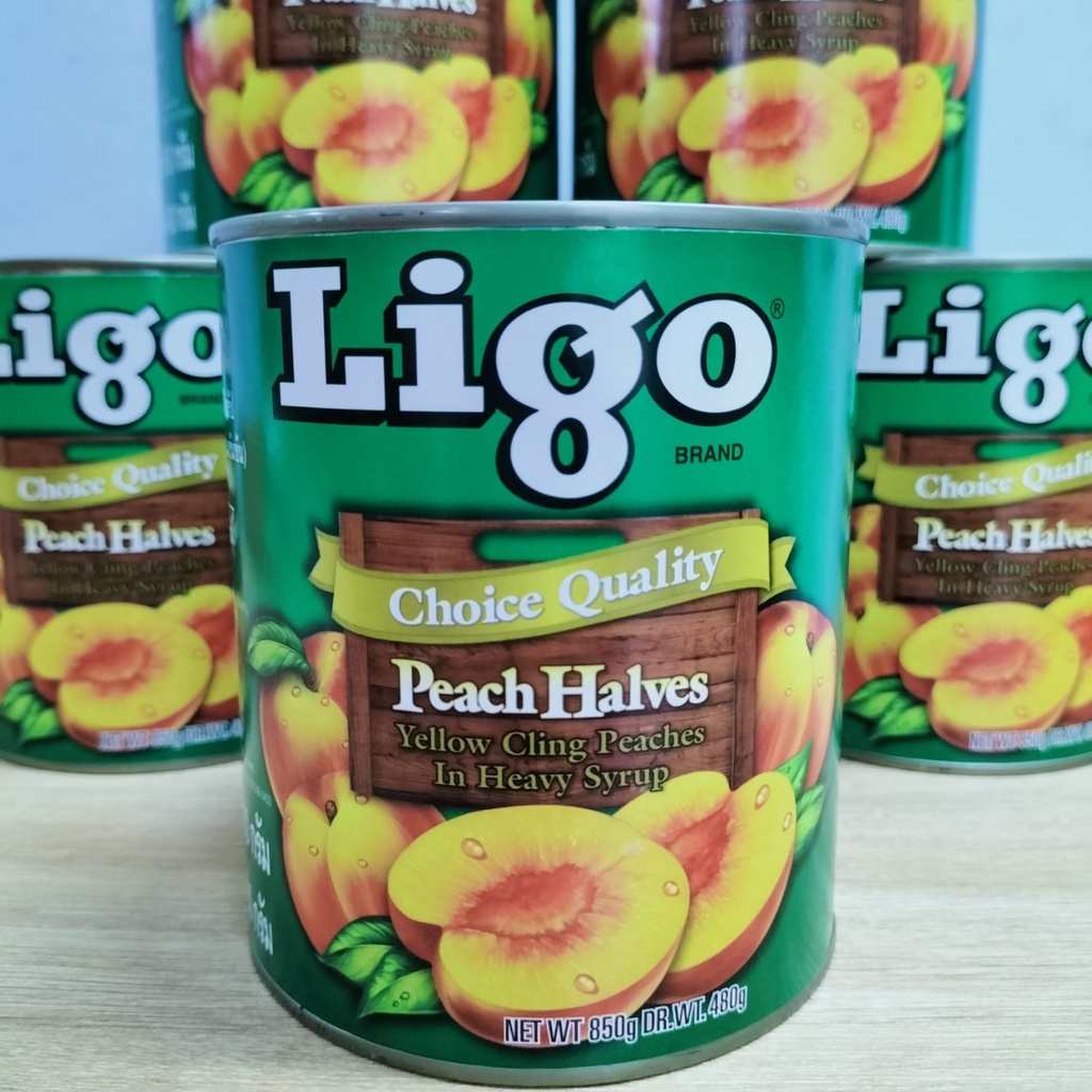 Đào Ngâm LIGO Thái Lan Hộp 850g - Miếng Đào Bổ Nữa Trái To Giòn Thơm