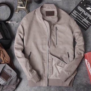 Áo khoác bomber da lộn 2 lớp