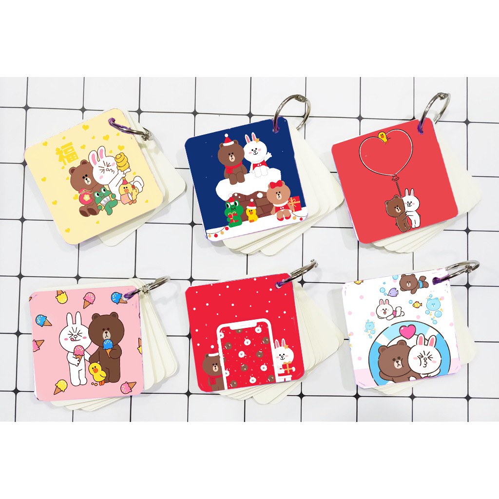 sổ note flashcard to in hình gấu brown thỏ cony FCT5