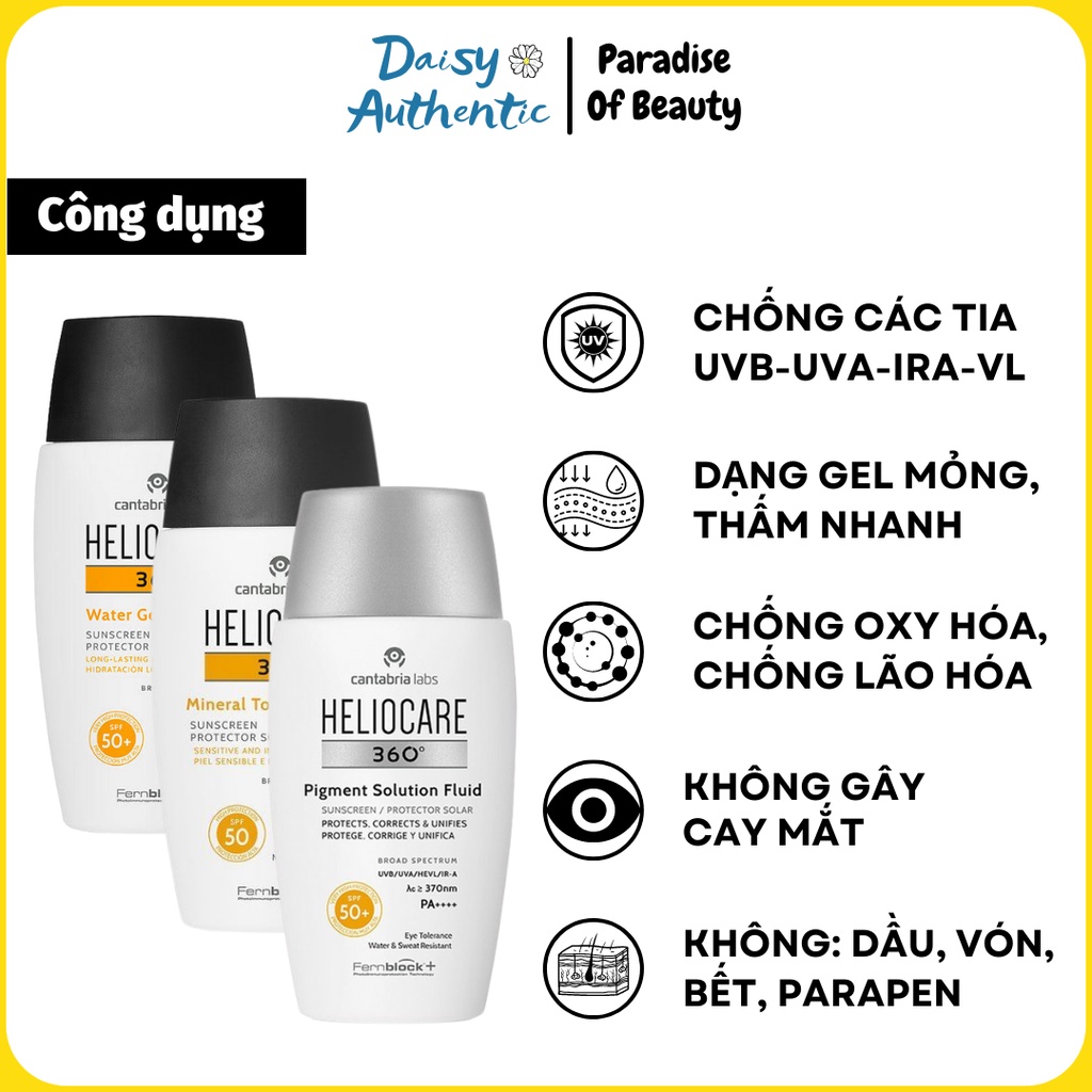 Kem Chống Nắng Heliocare 360 SPF 50+ 50ml Không Dầu Gel mỏng nhẹ