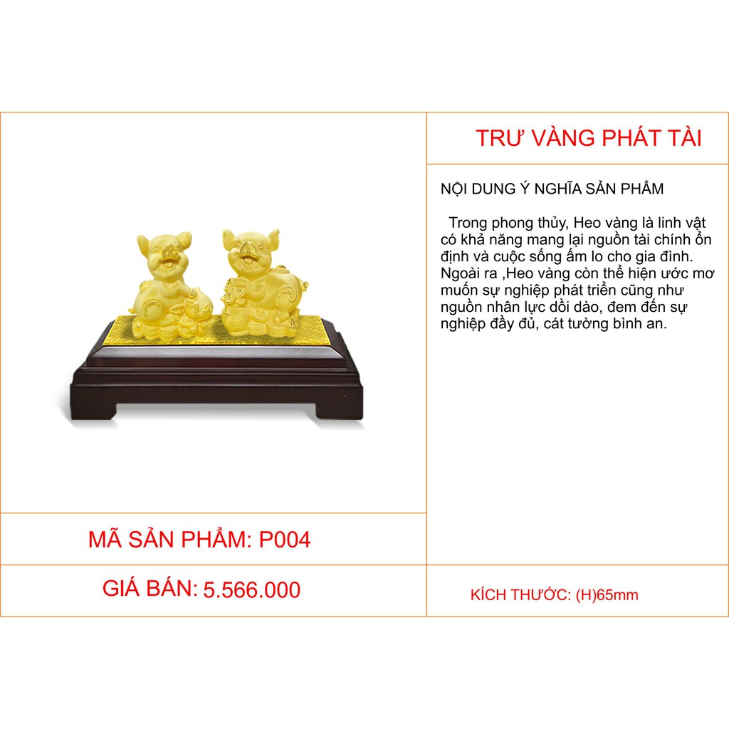 Quà tặng phong thủy mạ vàng Trư vàng tài phát DOJI DEP004 mang lại cuộc sống ấm no, đủ đầy, cát tường bình an