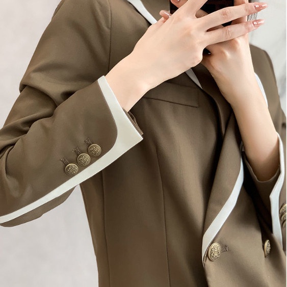 Áo Blazer- Vest Thu Đông Phối Kẻ Phong Cách Ulzzang Dành Cho Nữ, Hai Màu Đen, Nâu Tây, Hàng Loại 1, V11-Kilafashions.vn