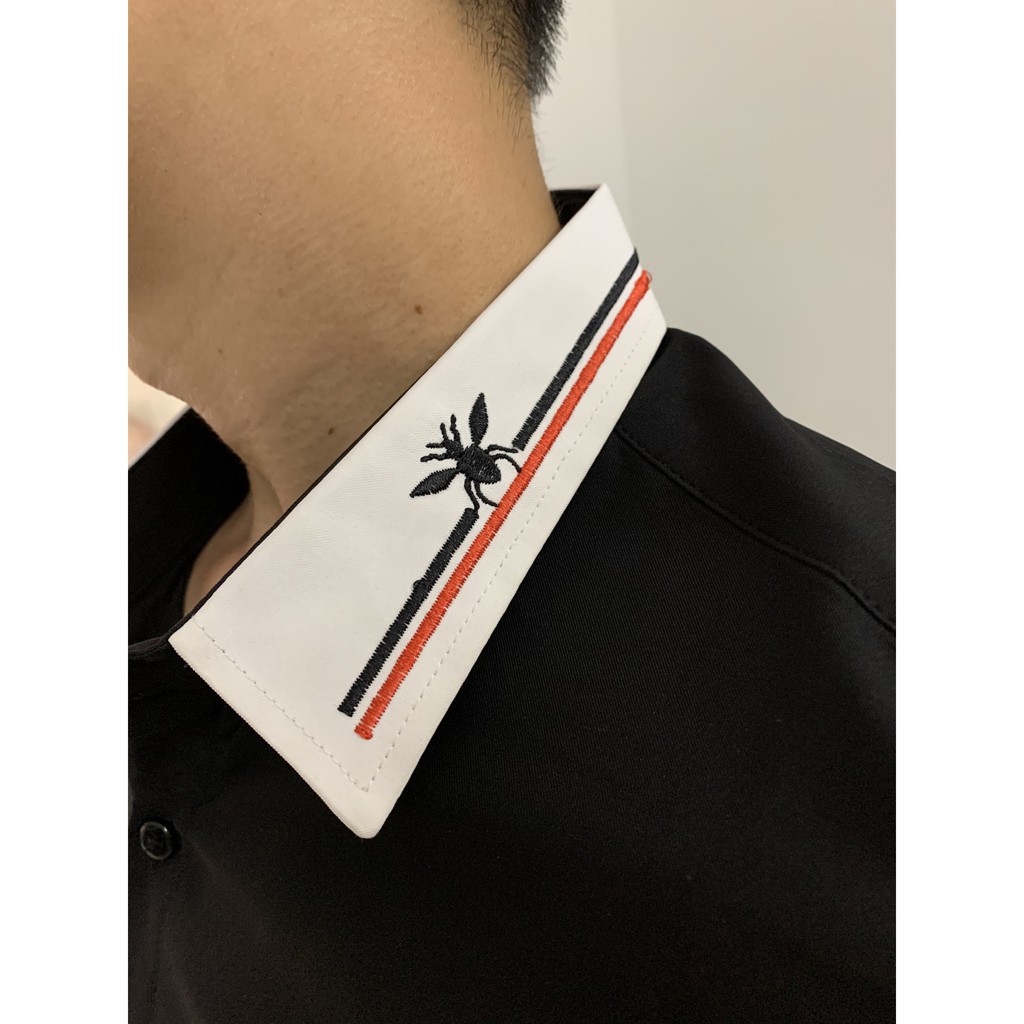 ÁO SƠ MI NAM CHẤT LỤA DÀI TAY PHONG CÁCH HỌA TIẾT LOGO THÊU | BigBuy360 - bigbuy360.vn