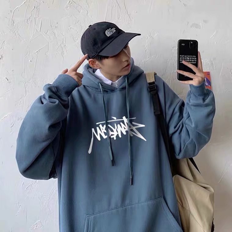 Áo hoodie dáng rộng in họa tiết thời trang mùa đông cho nam có 5 màu tùy chọn size M-5XL