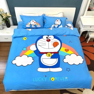 Bộ chăn ga vỏ gối Đôraemon chất liệu cotton magic nhập