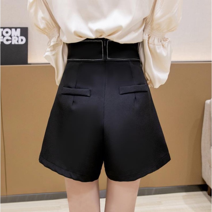 Quần short nữ giả váy cạp chéo viền chỉ nổi, chân váy công sở kiểu dáng trẻ trung phong cách Hàn Quốc.