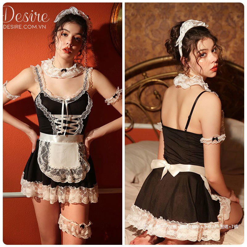 [Video thật] Đầm váy ngủ ren sexy cosplay Cô hầu gái Nhật Bản gợi cảm VN-022