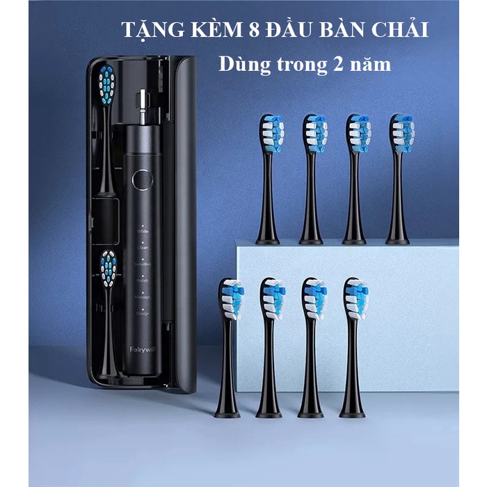 Bàn chải đánh răng điện Sonic Pro Fairywill P80 từ Đức, kèm 8 đầu bàn chải siêu mềm