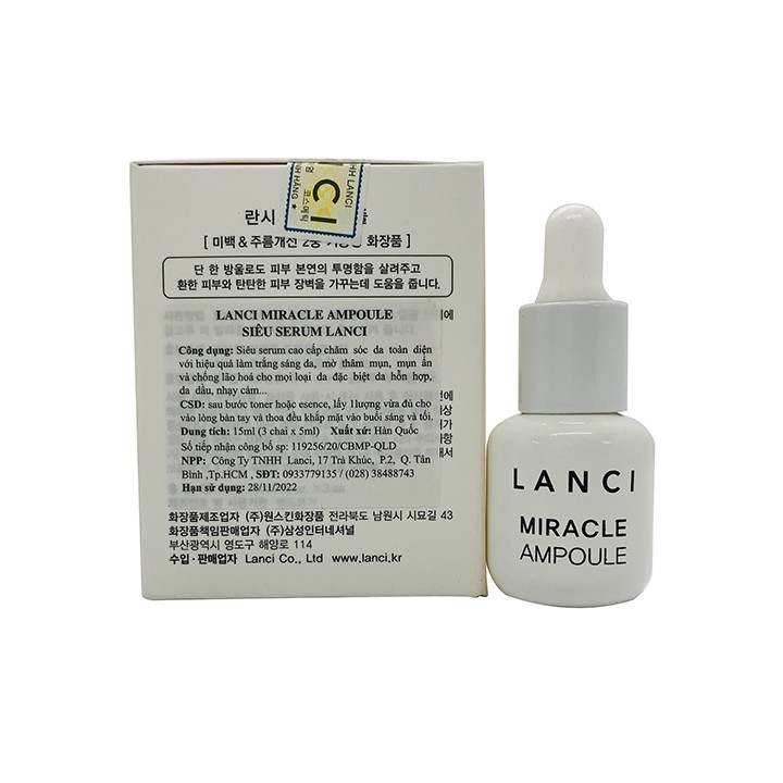 Serum Lanci Mini Miracle Ampoule Ultra Clarifying 15ml Hàn Quốc Zuka Beauty ngăn ngừa lão hóa cấp ẩm cho da