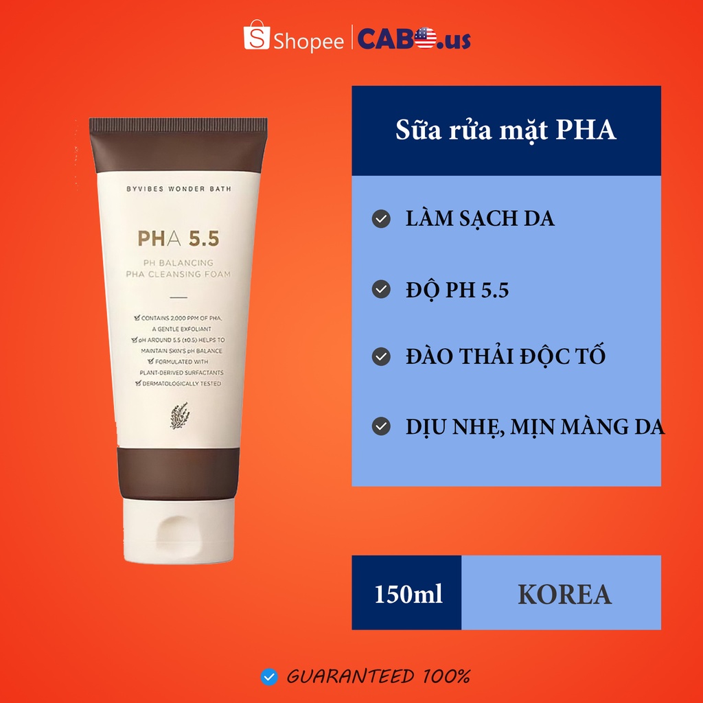 Sữa Rửa Mặt Cân Bằng Da Pha 5.5 pH Blancing Pha Cleansing Foam CABOUS118 làm sạch sâu, kiềm dầu, không khô da