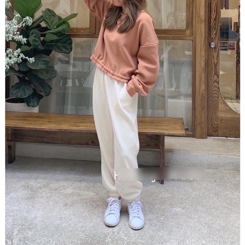 Quần bom chun Ống rộng đủ màu chất bo tăm dày dặn kiểu jogger trơn nữ