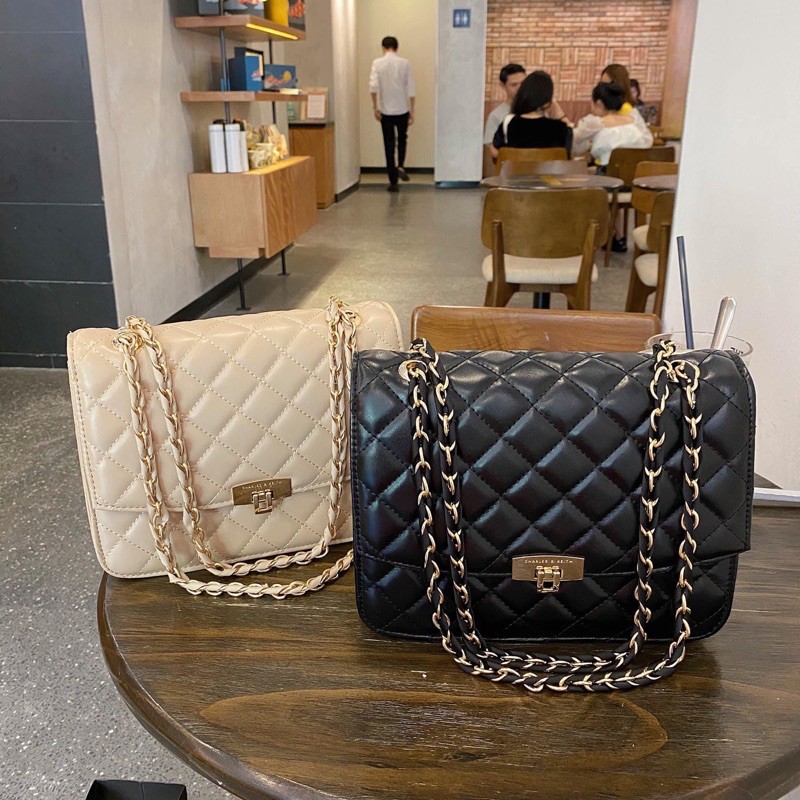 [Mã WAMT2405 giảm 10K đơn 0K] Túi Đeo Chéo Nữ 💖 FREESHIP 💖 Túi Xách Nữ Viền Trám Size 24 có Màu Đen và Nude 2020 | BigBuy360 - bigbuy360.vn