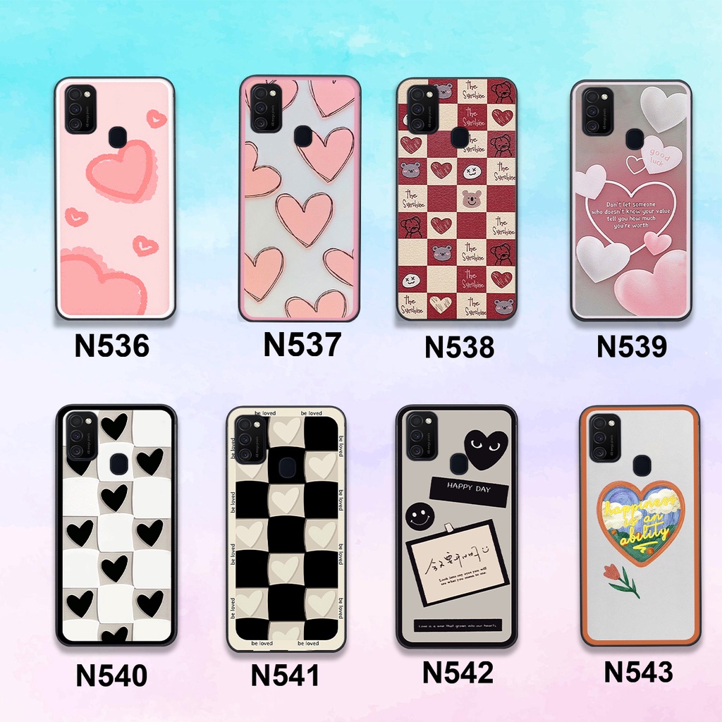 Ốp Samsung M21 / M30s in hình trái tim caro đen trắng , hồng cute xinh xắn dễ thương