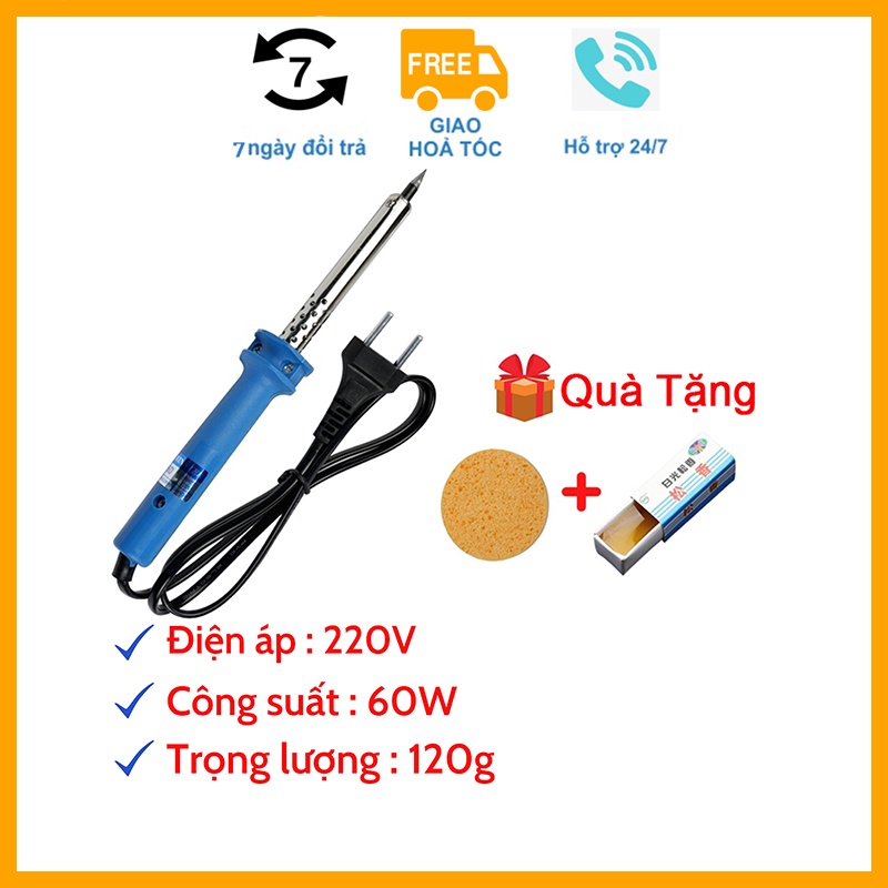 Mỏ hàn thiếc, tay hàn nhiệt mini cầm tay Winster 220v 60w tặng nhựa thông và bọt biển