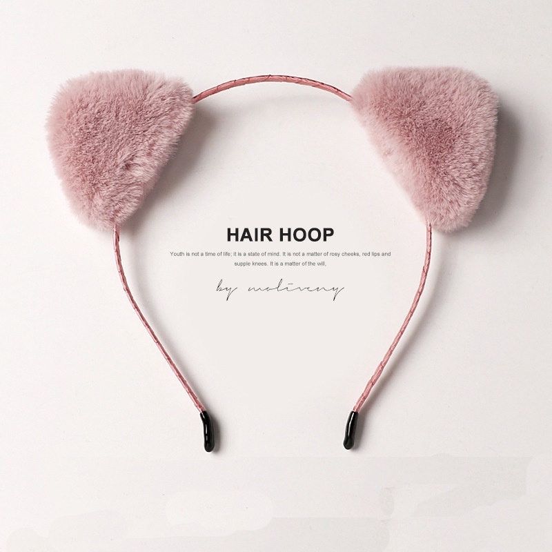 Băng Đô Cài Tóc Hình Tai Mèo Bờm Bằng Lông Nhung Dễ Thương Xinh Xắn