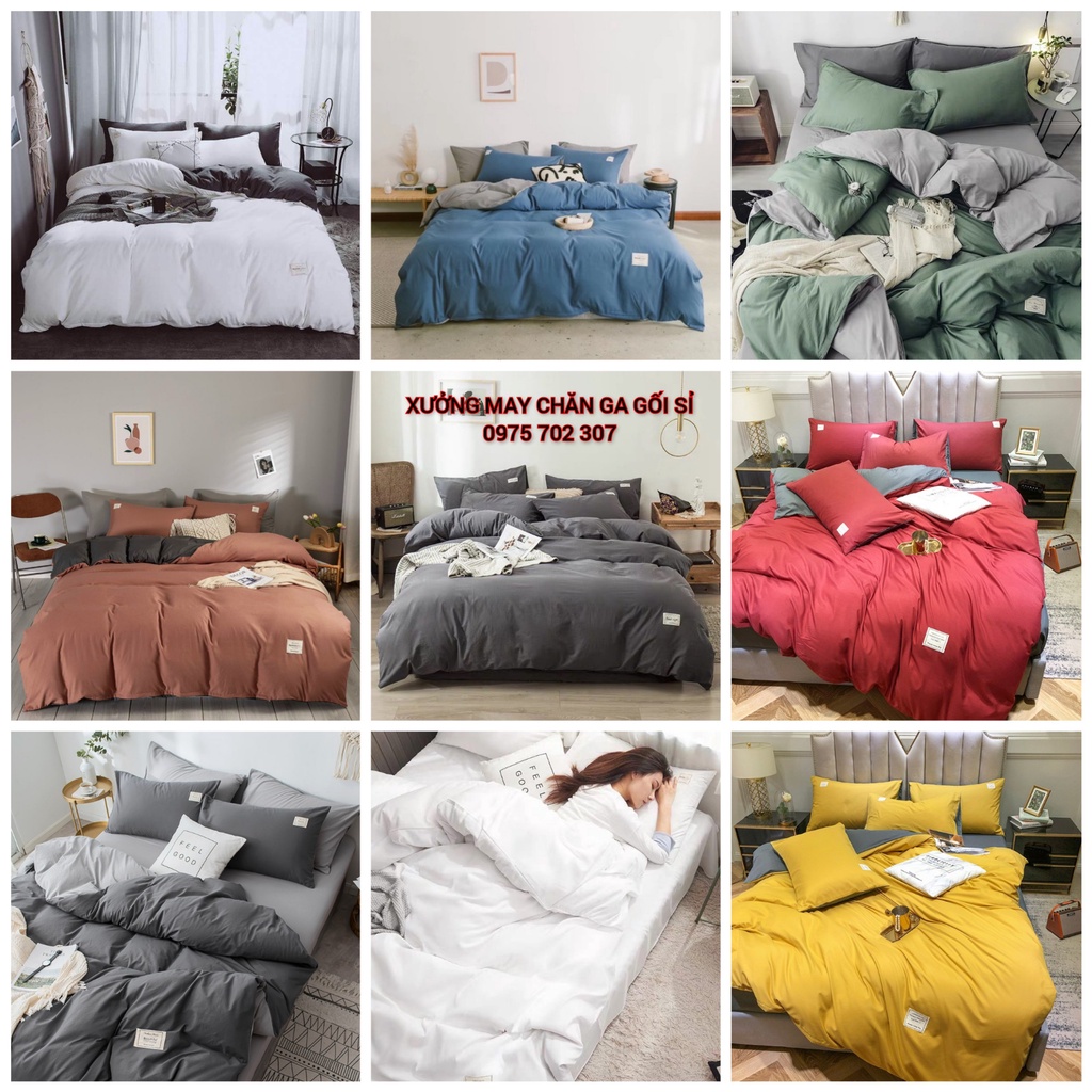 Bộ chăn ga gối cotton tici cao cấp, drap giường, mền nhập khẩu nhiều màu sắc loại 1 dày mềm mại