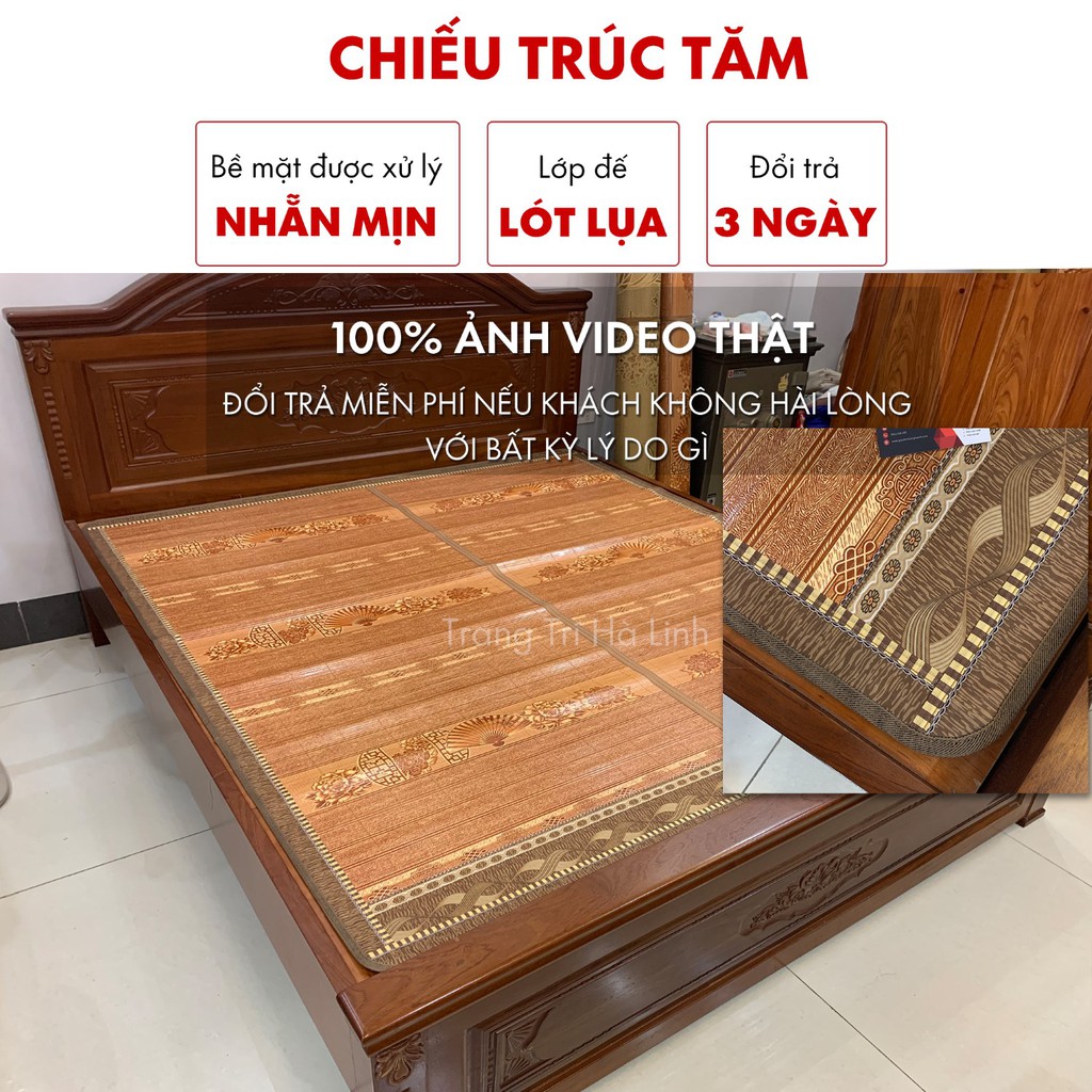 Chiếu trúc tăm vân gỗ in hoa mát lạnh mùa hè màu gỗ m6x2m - m8x2m