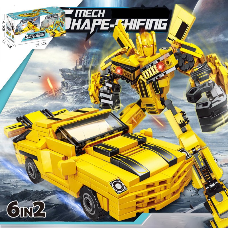 Đồ chơi lắp ráp xếp hình Robot người máy Mecha Shape 2 trong 1 biến hình Oto và Máy Bay