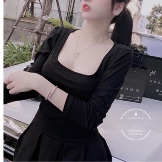 Áo Cổ Vuông Tay Dài