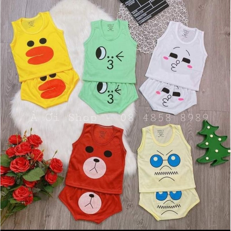 xã kho [ chọn mẫu ] Bộ cotton 2 chiều bé gái bé trai size 4-15kg