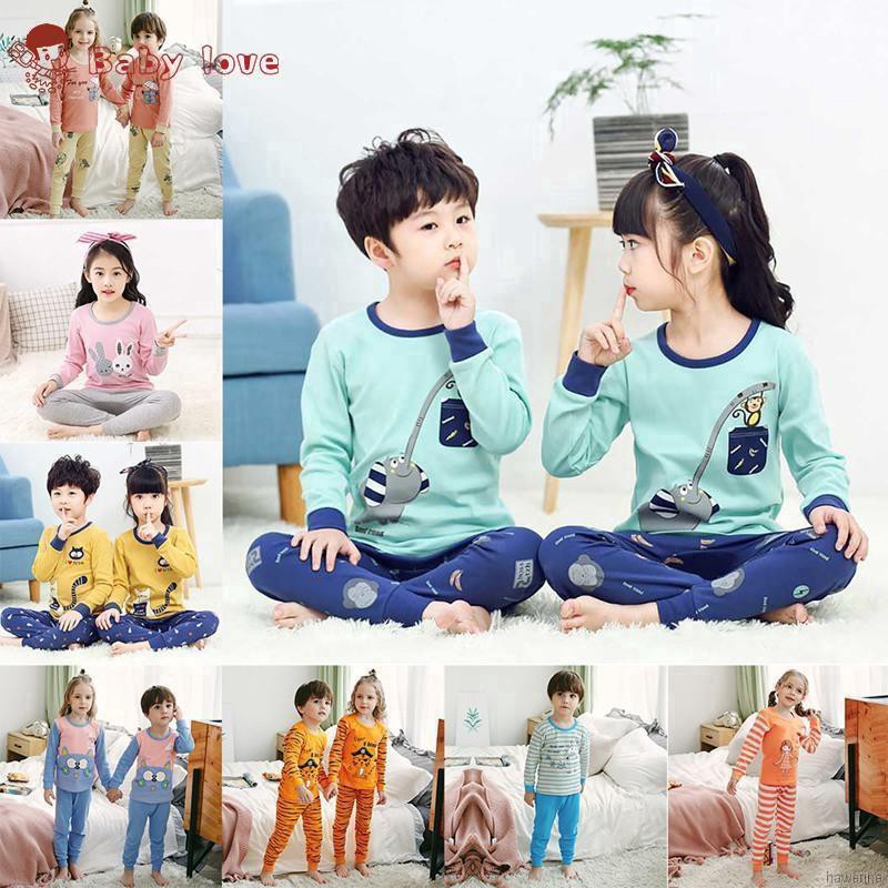 Bộ Đồ Ngủ Pijama Dài Tay In Họa Tiết Hoạt Hình Cho Bé