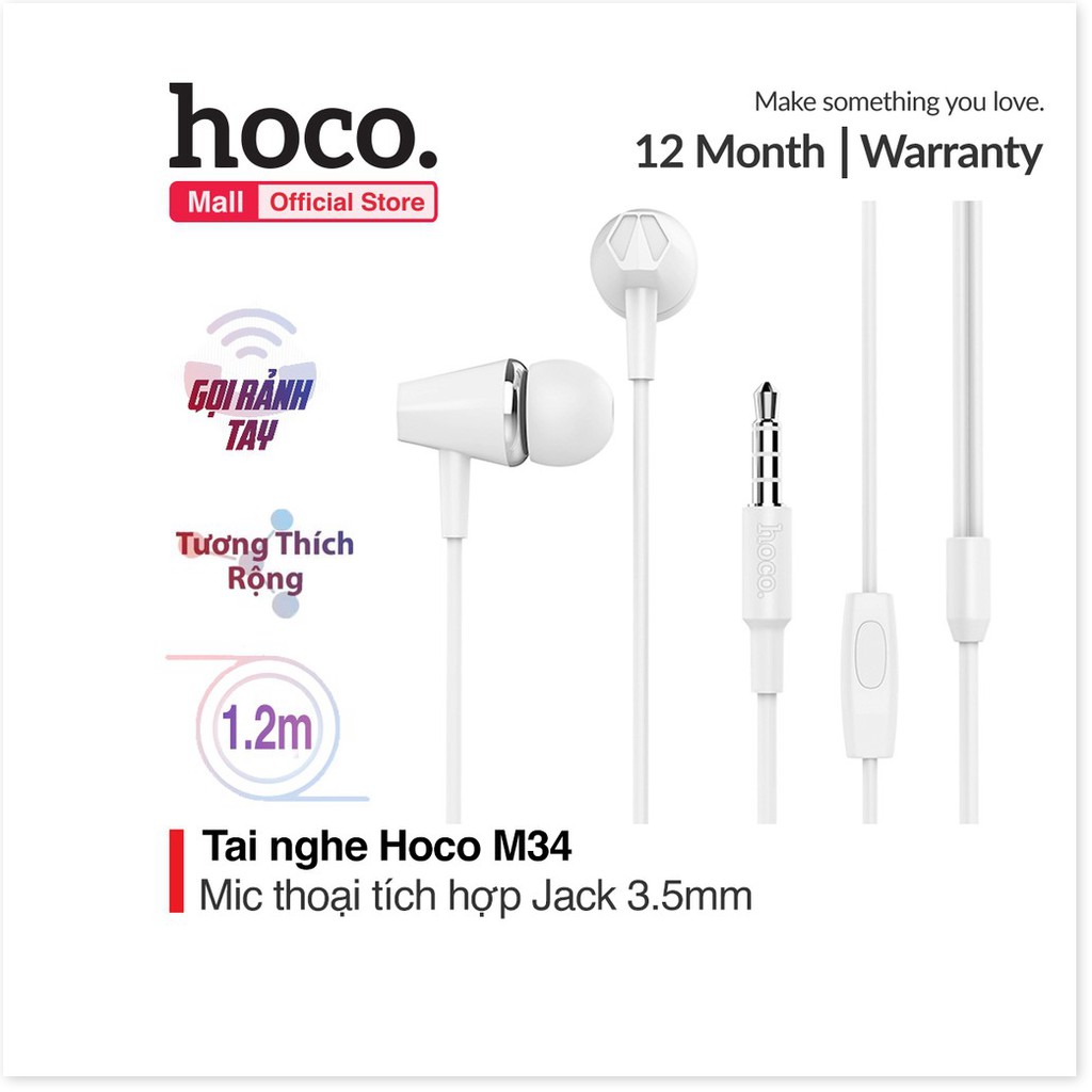 Tai Nghe Nhét Tai Hoco M34 Super Bass tương thích các dòng điện thoại jack 3.5mm - MrPhukien