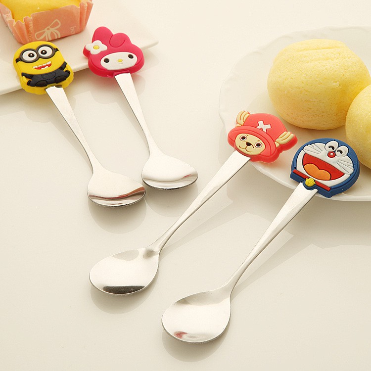 Thìa Thép Không Gỉ Tay Cầm Silicon Hình Thú Hoạt Hình Clovershop68