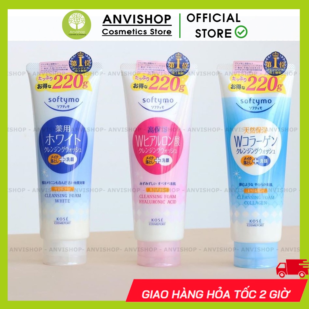 Sữa rửa mặt Kose softymo collagen white 190g