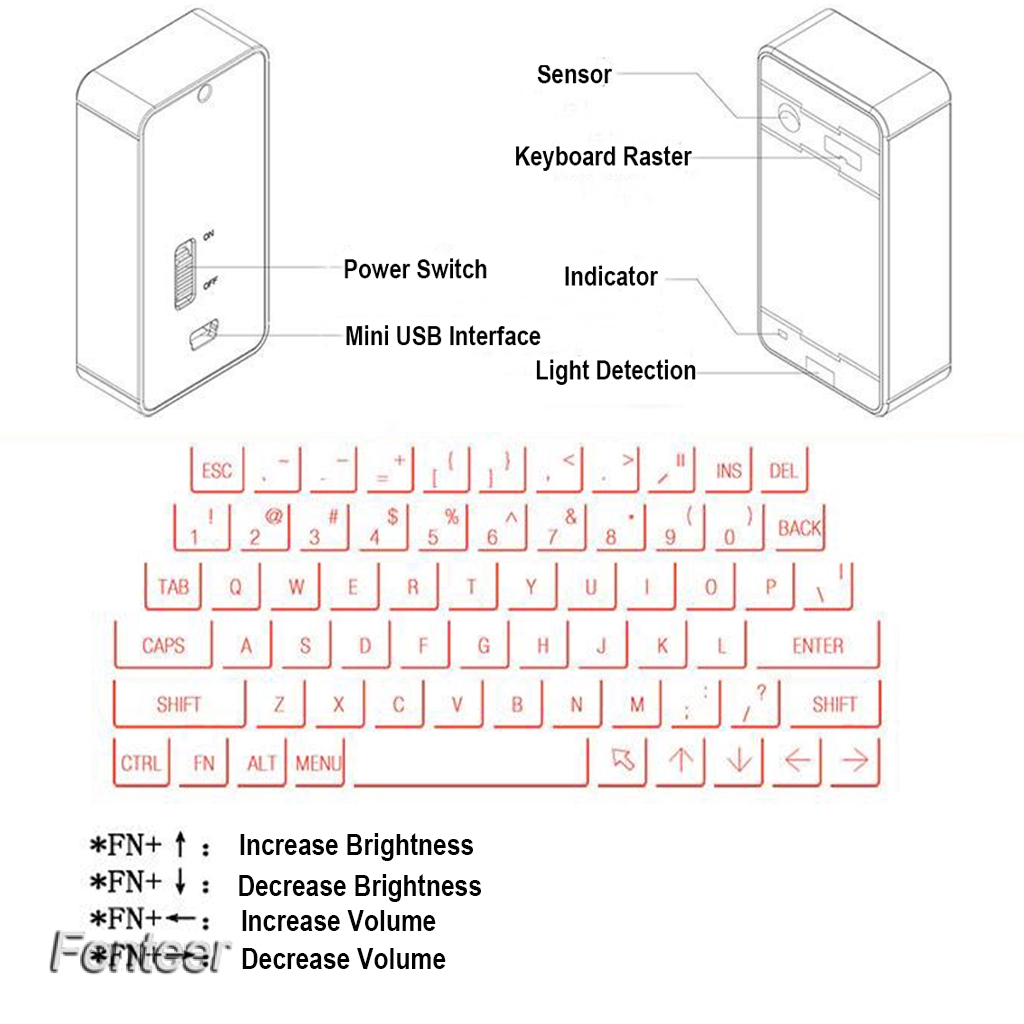 Bàn Phím Chiếu Laser Ảo Không Dây Cho Điện Thoại