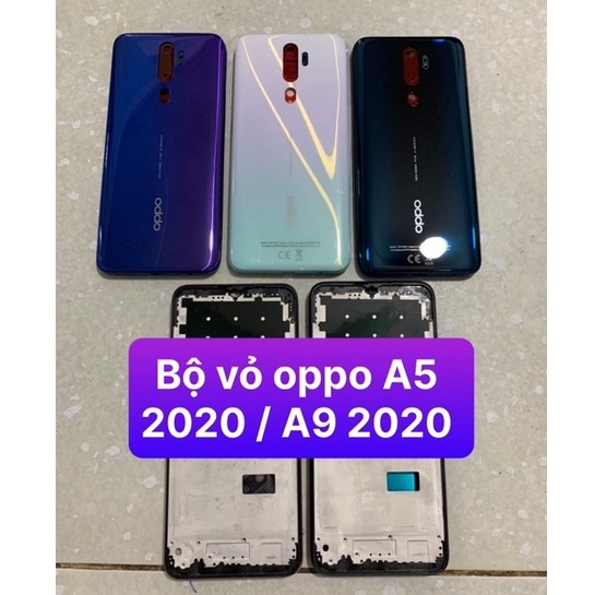 bộ vỏ oppo A9 2020 (gồm lưng,xương ,sườn,phím,kính camera)