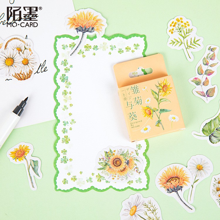 Bộ sticker/ Hình dán Kiểu Hoa Hướng Dương (46 Hình)
