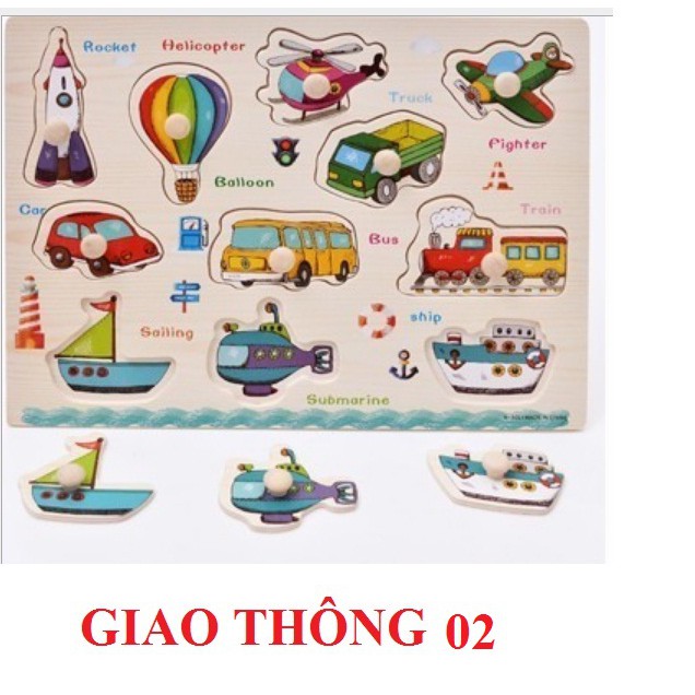 Đồ chơi bảng ghép có núm cầm chủ đề giao thông