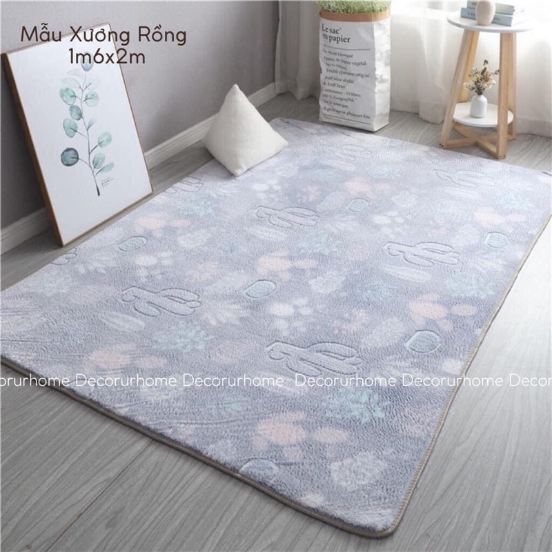 Thảm lông thỏ phát sáng 1m6x2m thảm lông trang trí decor thảm trải sàn phòng ngủ phòng khách mềm mịn êm