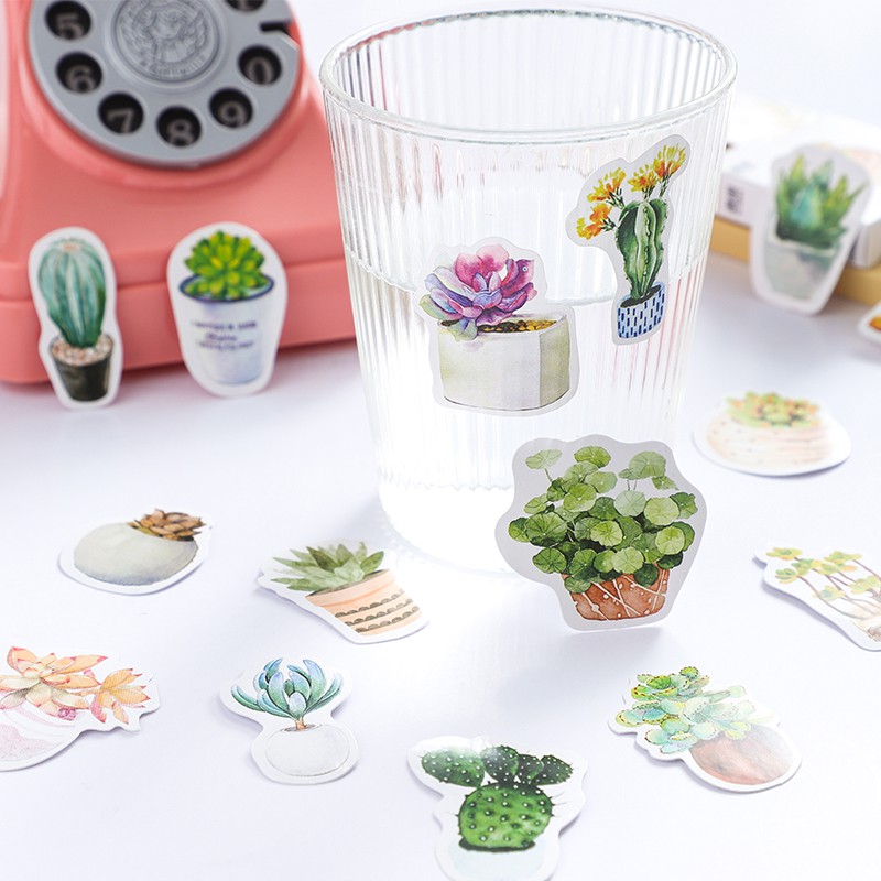 Bộ 50 Nhãn Dán Trang Trí In Hình Cây Cối Xinh Xắn