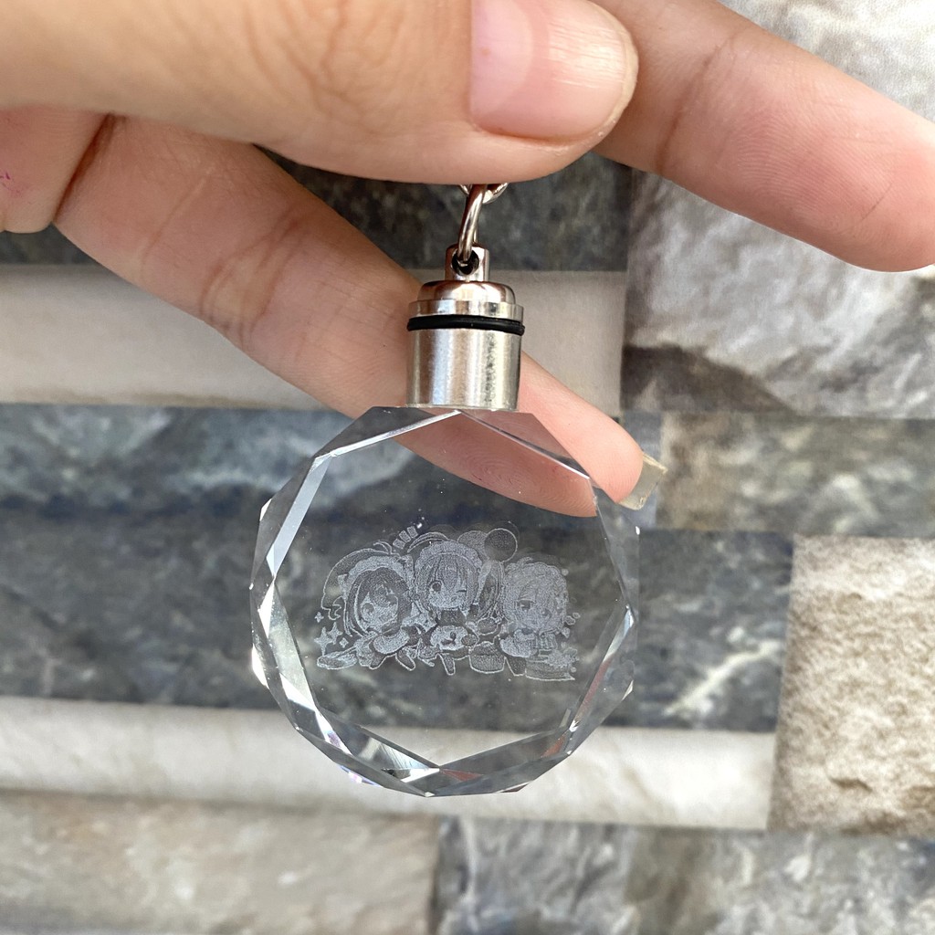 Móc khóa phát sáng Princess Connect Re: Dive thủy tinh pha lê anime chibi