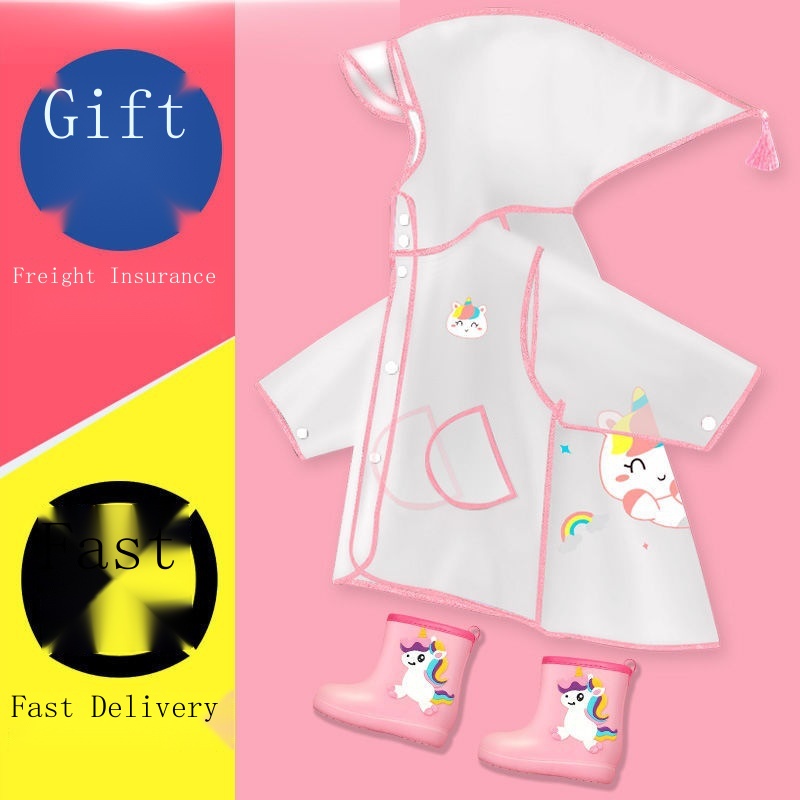 Áo Mưa Kèm Giày Bốt Họa Tiết Hoạt Hình Dễ Thương Cho Bé Từ 1-3 - 6 Tuổi