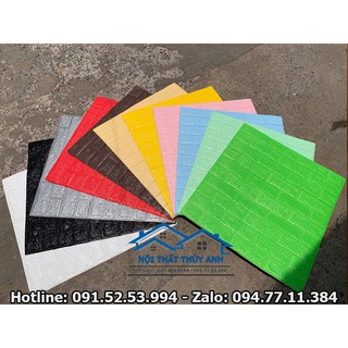 [Free Ship Đơn 150K Toàn Quốc] Xốp dán tường giả gạch 3D KT 77 x70 dày 5mm chống nóng, cách âm - Kèm video thực tế