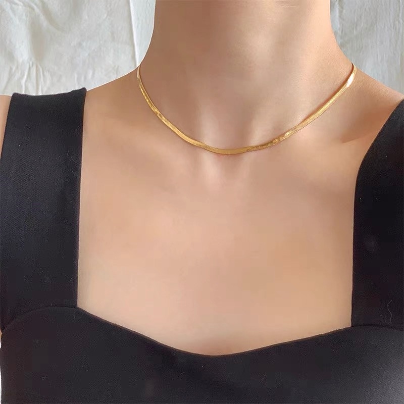 Vòng cổ Xương Rắn Mạ Vàng Bạc Đơn Giản Thời Trang Hàn Quốc
